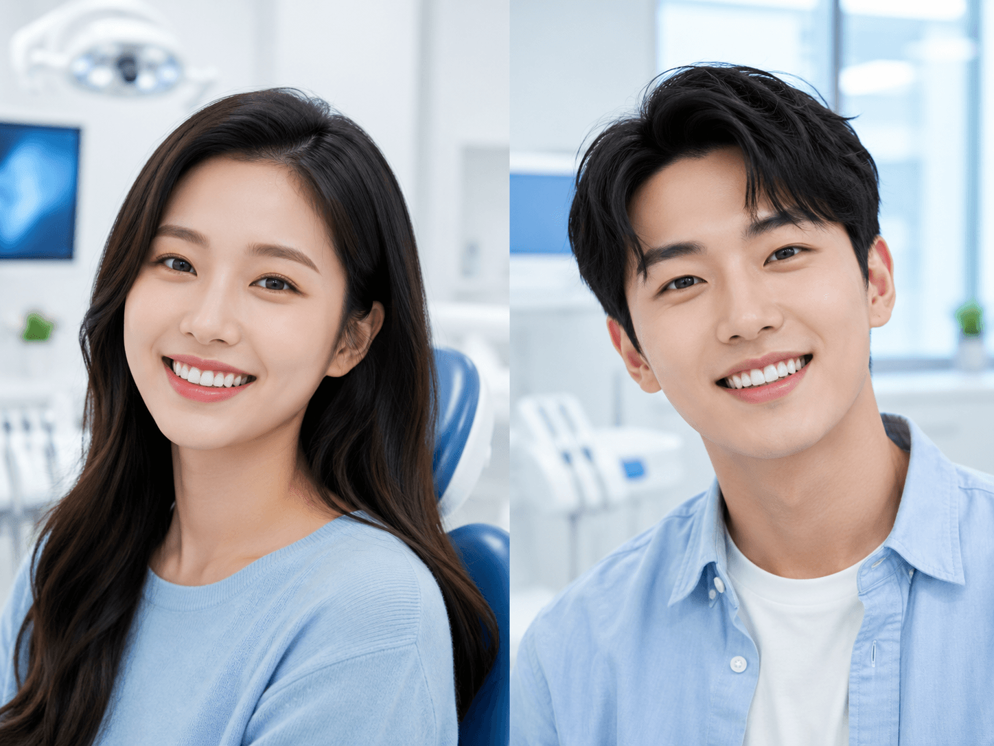 정기 검진과 관리로 건강한 잇몸을 유지하는 환자들의 밝은 미소